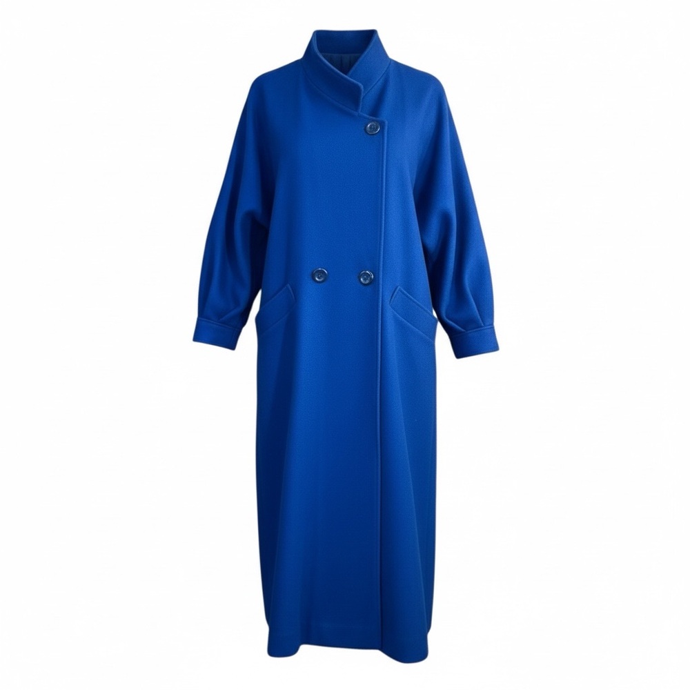 Classic Long Trench Coat in Cobalt Blue